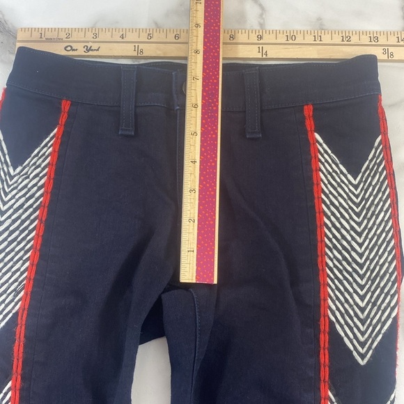 rag & bone Skinny Jeans Women sz 24 Midnight Blue Red Low Rise Embroidered Arrow - Picture 11 of 12